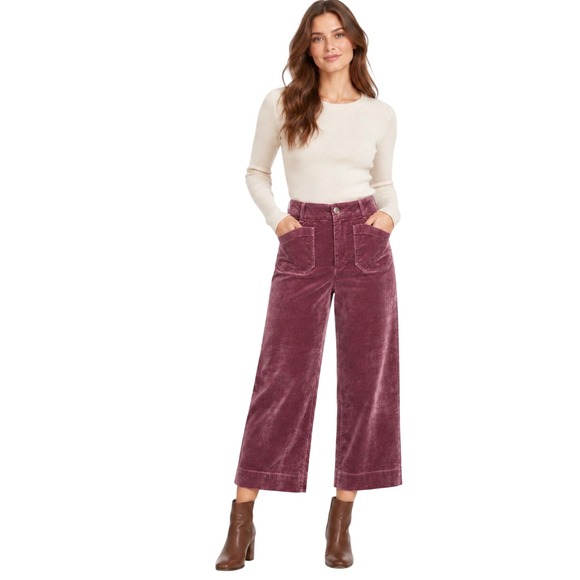 Maeve Pants - Maeve Anthropologie The Colette Velvet Wide Leg Pants Rose Pink 26 High Rise